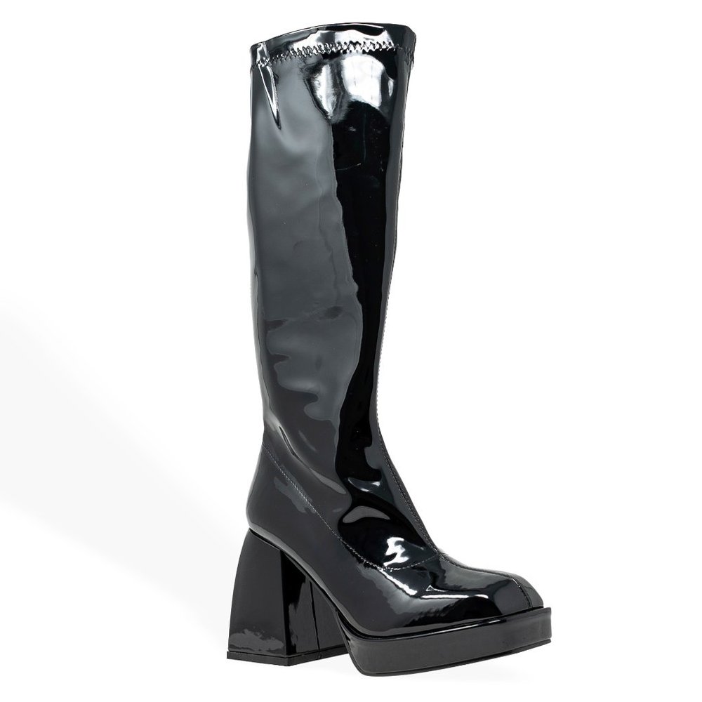 Chase & Chloe Women's Low Platform Mid Calf Boots with High Chunky Block Heel